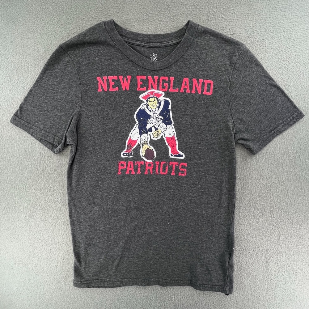 NFL Boys T Shirt Cotton Blend L 14-16‎ New England Patriots Graphic Grey